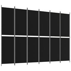 6-Panel Room Divider Black 118.1x86.6 Fabric