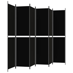 6-Panel Room Divider Black 118.1x86.6 Fabric