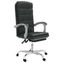 Reclining Office Chair Black Faux leather, metal, plywood