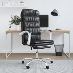 Reclining Office Chair Black Faux leather, metal, plywood