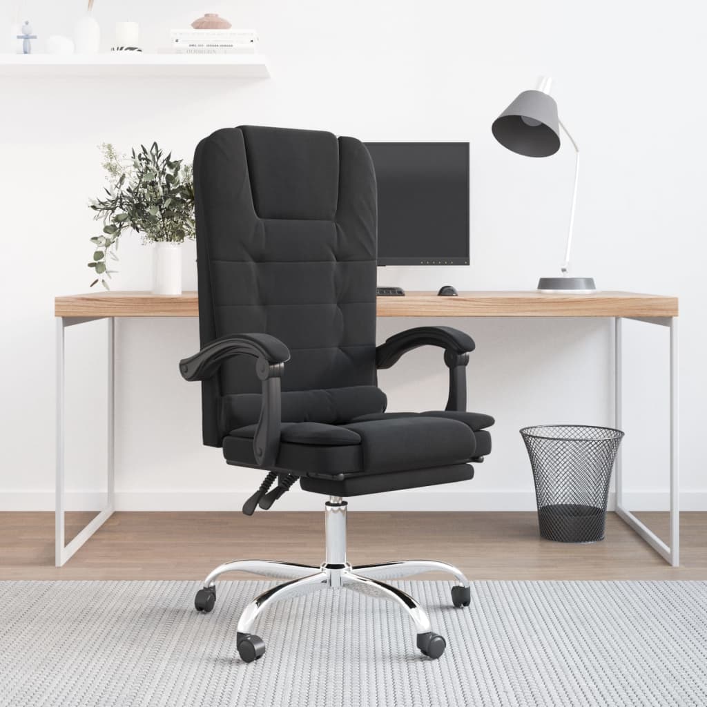 Massage Office Chair Black Velvet, Metal, Plywood Medium