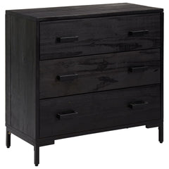 Chest Of Drawers Black Solid pine wood, engineered wood, metal