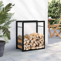 Firewood Rack Matt Black 19.7x11x22 Steel