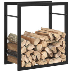Firewood Rack Matt Black 19.7x11x22 Steel