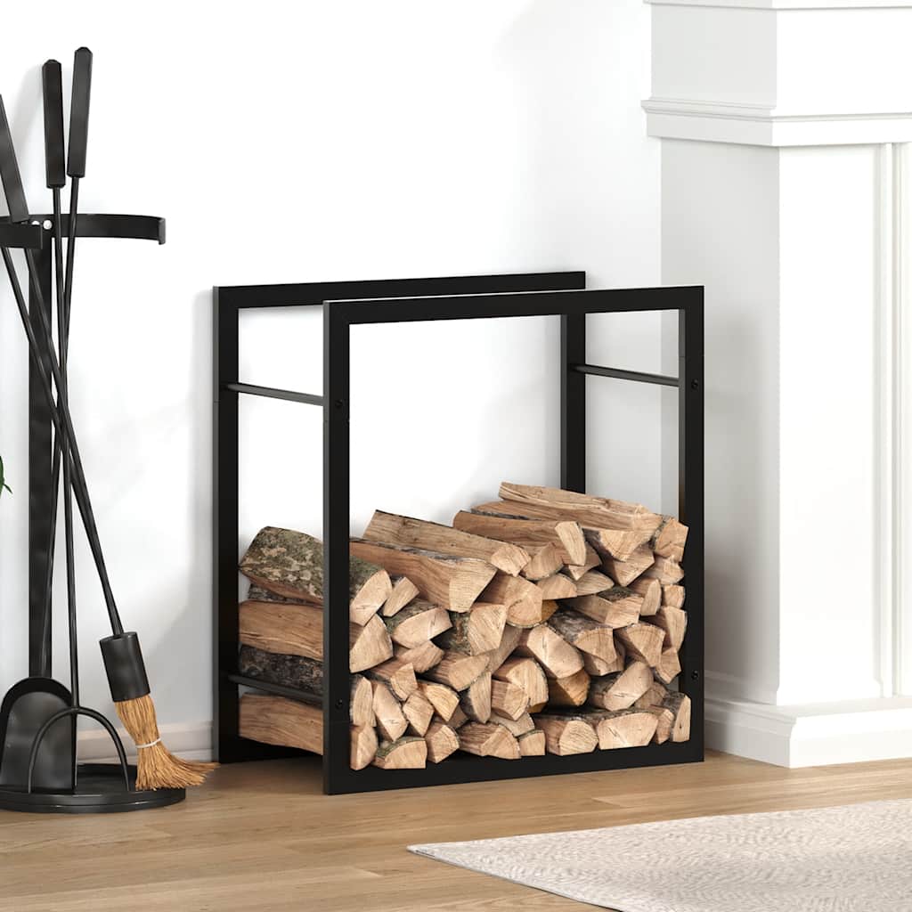 Firewood Rack Matt Black 19.7x11x22 Steel