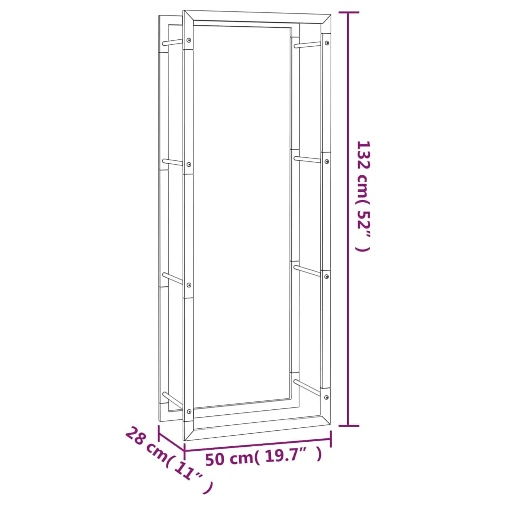 Firewood Rack Matt Black 19.7x11x52 Steel
