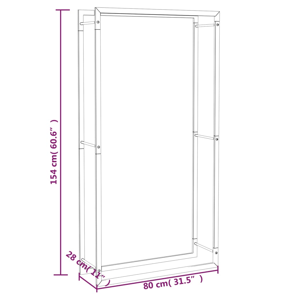 Firewood Rack Matt Black 31.5x11x60.6 Steel