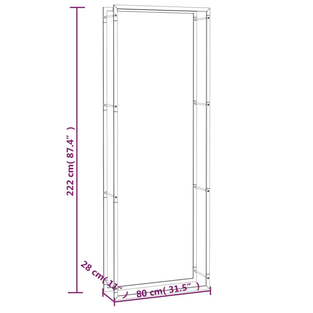 Firewood Rack Matt Black 31.5x11x87.4 Steel