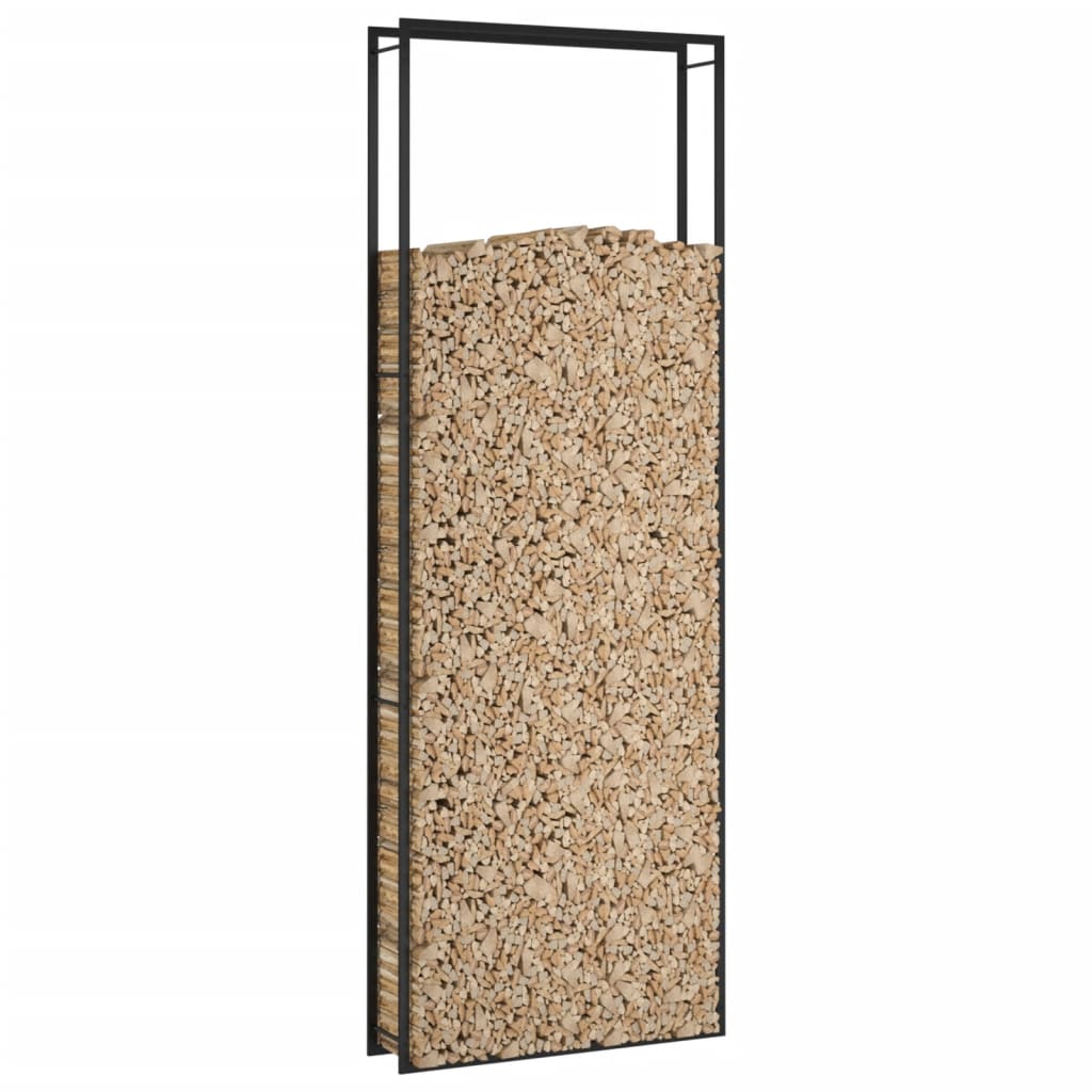 Firewood Rack Matt Black 43.3x11x122.8 Steel