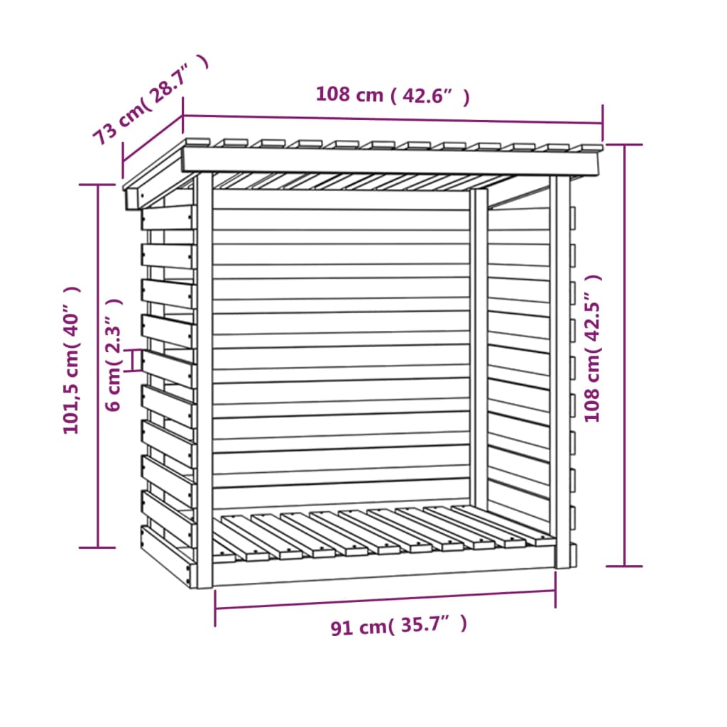 Firewood Rack 42.5x28.7x42.5 Solid Wood Pine