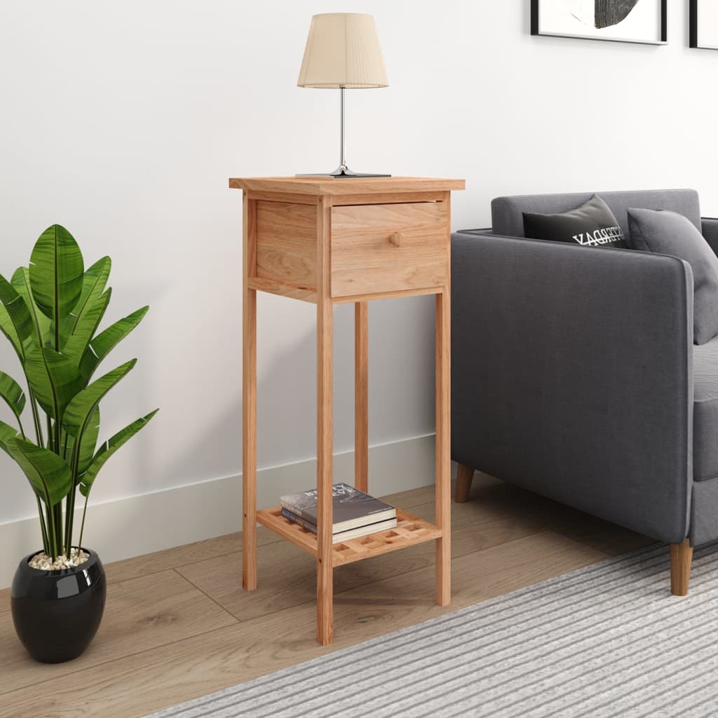Side Table With Drawer Walnut Solid walnut wood Tall Side Table