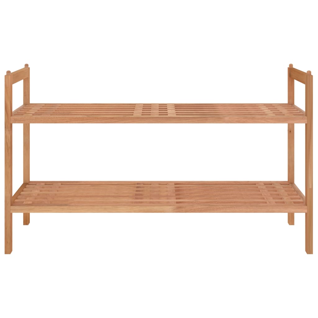 Two-tier solid walnut wood shoe rack, 27.2x10.6x16.1 inches.