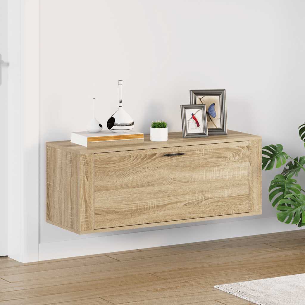 Wall Shoe Cabinet Sonoma Oak Engineered Wood Compact
