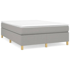 Box Spring Bed Frame Light Gray Queen Fabric (US Only)