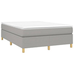 Box Spring Bed Frame Light Gray Queen Fabric (US Only)