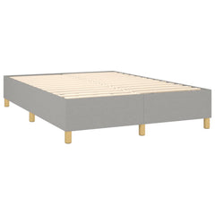 Box Spring Bed Frame Light Gray Queen Fabric (US Only)