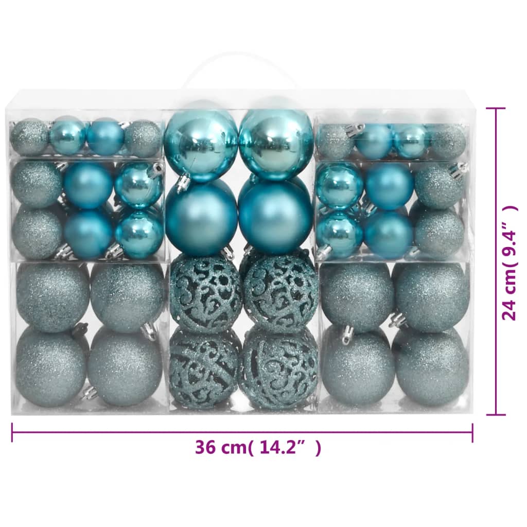 Christmas Baubles 100 pcs Turquoise 1.2 / 1.6 / 2.4
