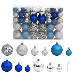 Christmas Baubles 100 pcs Blue and Silver 1.2 / 1.6 / 2.4