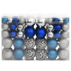 Christmas Baubles 100 pcs Blue and Silver 1.2 / 1.6 / 2.4