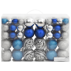 Christmas Baubles 100 pcs Blue and Silver 1.2 / 1.6 / 2.4