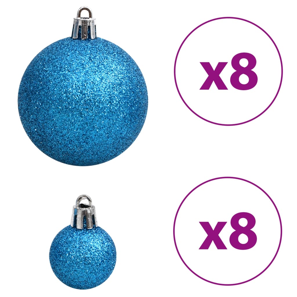 Christmas Baubles 100 pcs Blue and Silver 1.2 / 1.6 / 2.4