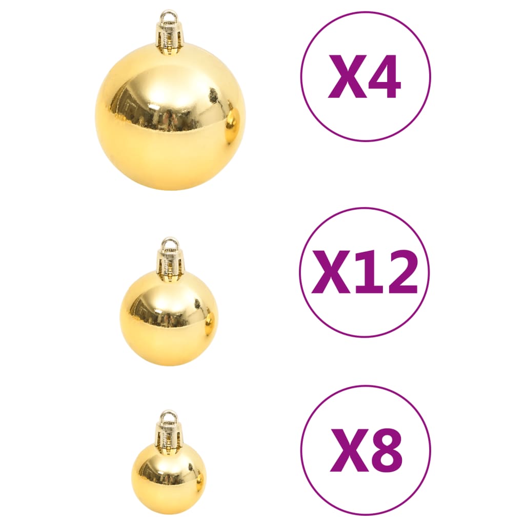 111 Piece Christmas Bauble Set Gold Polystyrene