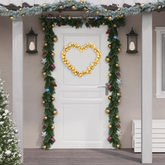 Gold polystyrene Christmas balls garland with 130 balls in two sizes, 68.9 inches long.