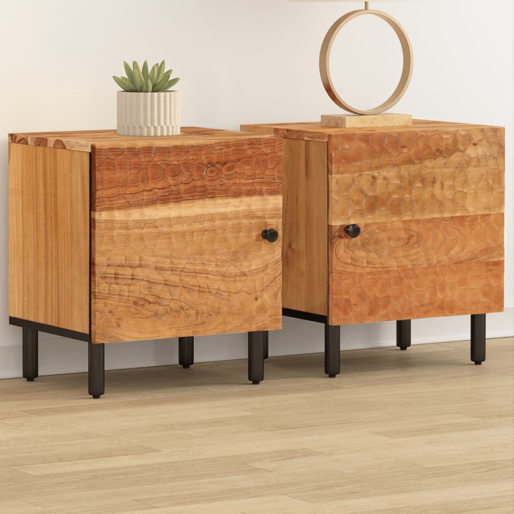 Bedside Cabinet Set of 2 Natural Acacia Solid Acacia wood Small