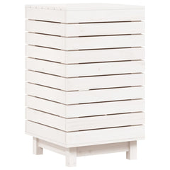 Laundry Basket White 17.3x17.3x29.9 Solid Wood Pine
