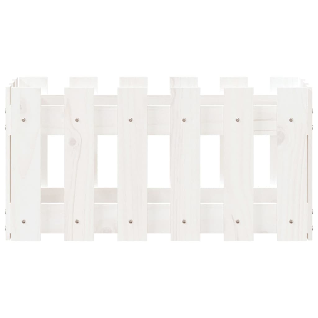 Garden Planter with Fence Design White 23.6x11.8x11.8 Solid Wood Pine