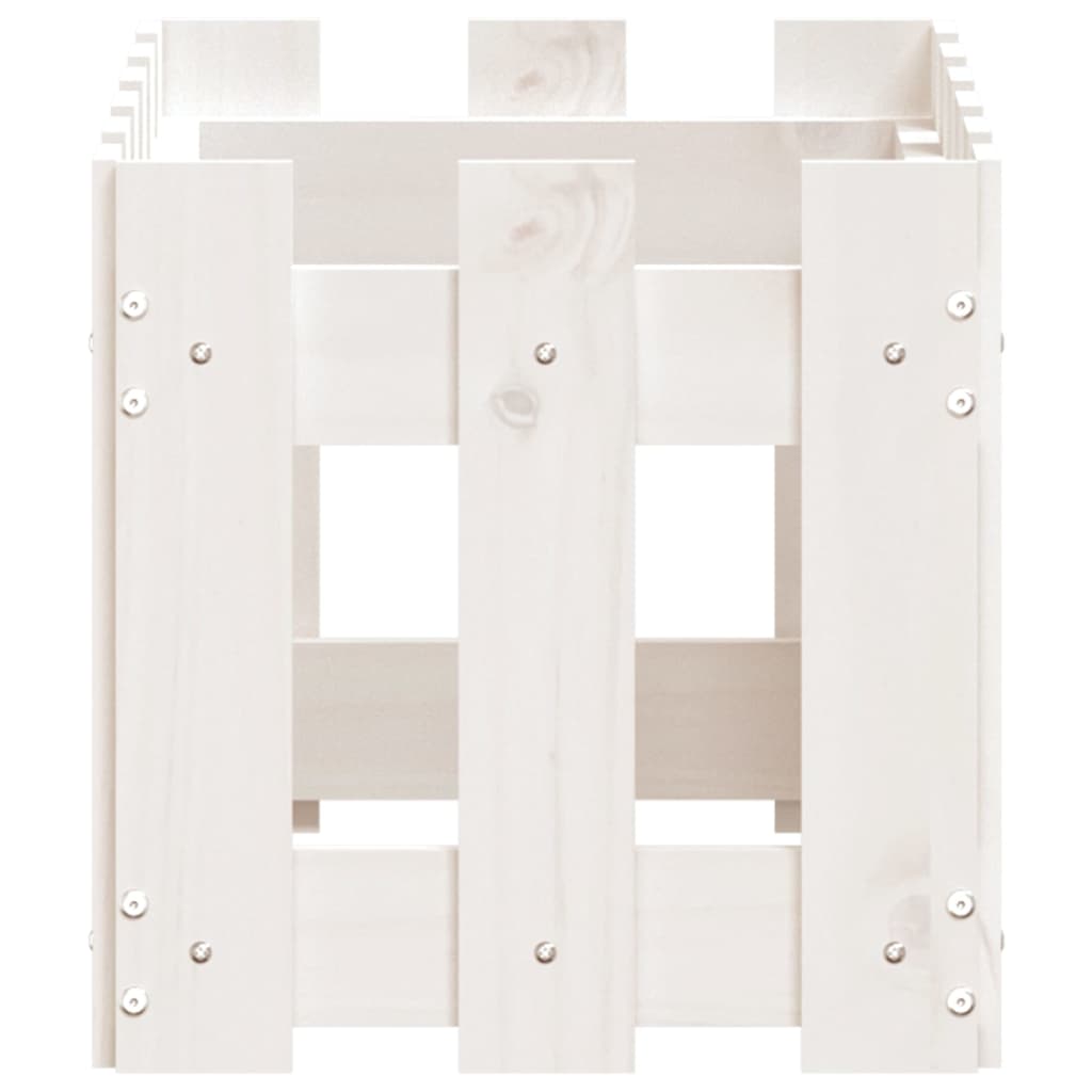 Garden Planter with Fence Design White 23.6x11.8x11.8 Solid Wood Pine