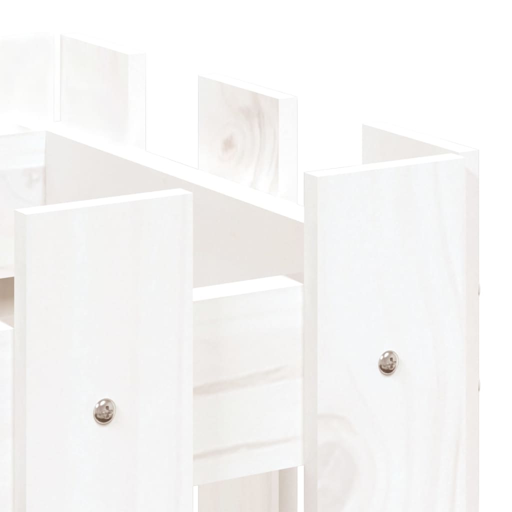 Garden Planter with Fence Design White 23.6x11.8x11.8 Solid Wood Pine