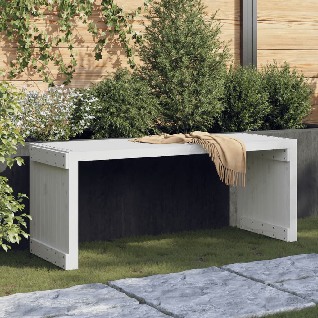 Garden Bench White Solid pine wood Large Extendable