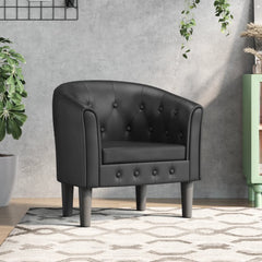 Tub Chair Black Faux leather Single Sturdy Tub Chair Round