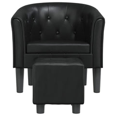 Tub Chair Black Faux leather, plywood, pinewood Single Tub Chair