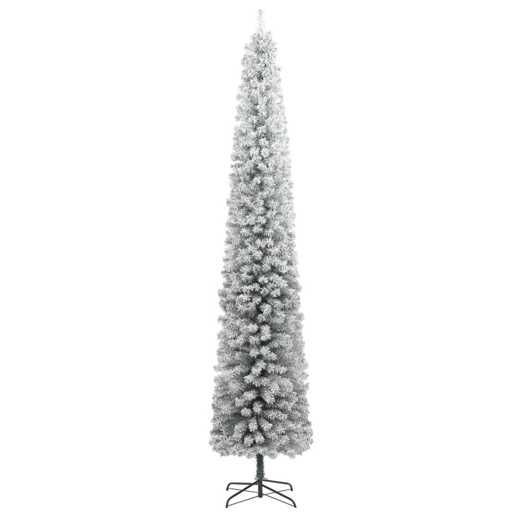 Slim Christmas Tree with Stand and Flocked Snow 106.3 PVC
