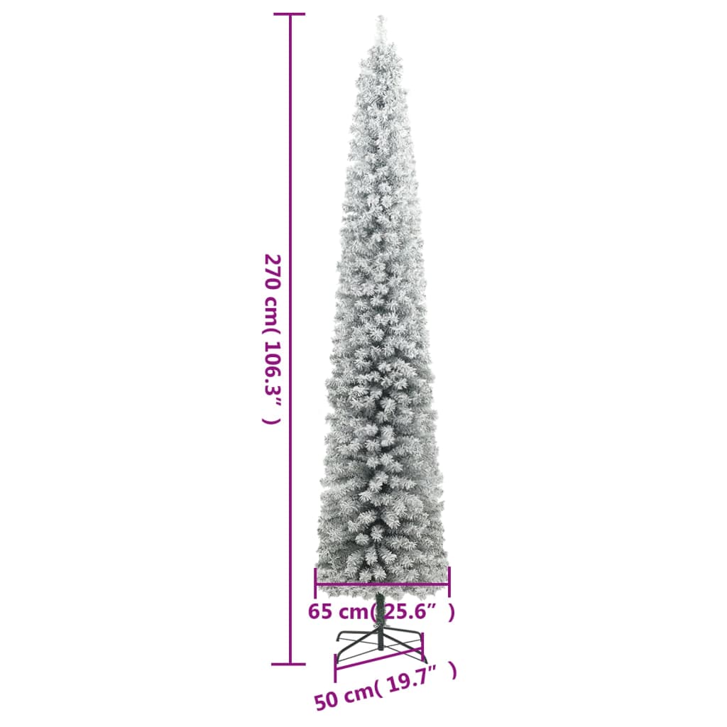 Slim Christmas Tree with Stand and Flocked Snow 106.3 PVC