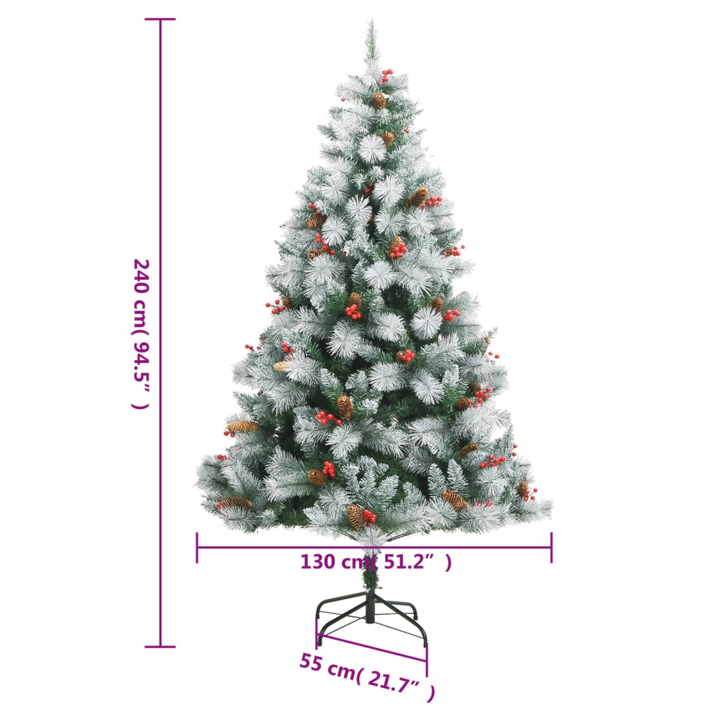 Artificial Hinged Christmas Tree with Cones and Berries 94.5