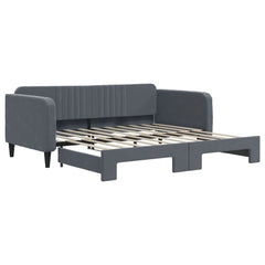 Daybed with Trundle without Mattress Dark Gray 39.4x74.8 Velvet