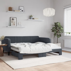 Daybed with Trundle without Mattress Dark Gray 39.4x74.8 Velvet