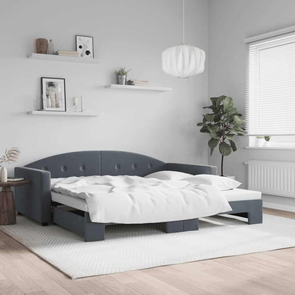 Daybed with Trundle without Mattress Dark Gray 39.4x74.8