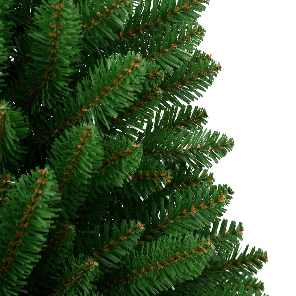 Green 59.1-inch hinged artificial Christmas tree with lifelike PVC tips and sturdy metal stand.
