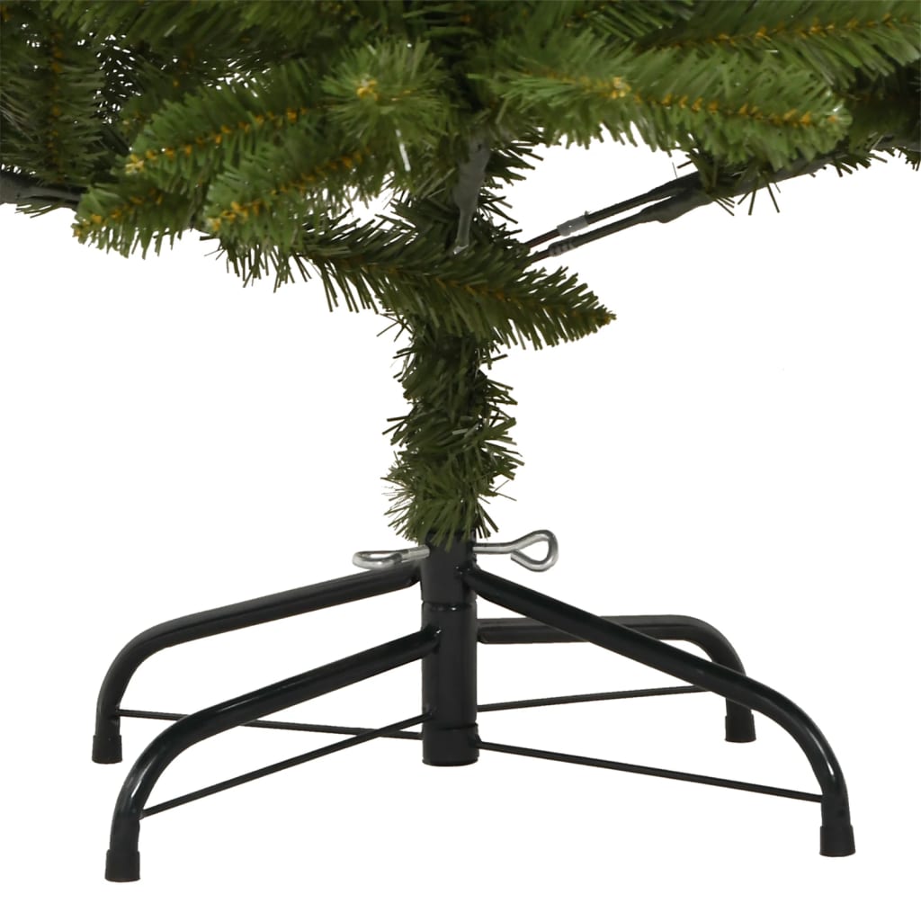 Green hinged artificial Christmas tree with 1,259 tips and a sturdy metal stand.