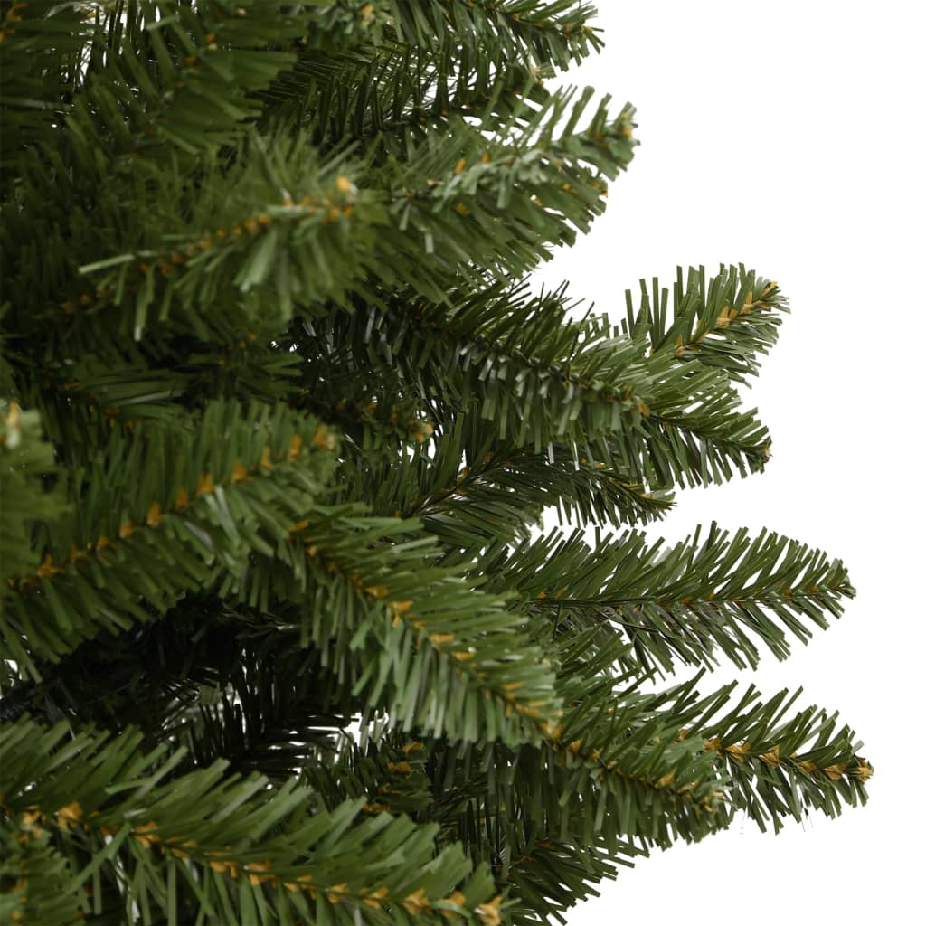 Green hinged artificial Christmas tree with 1680 PVC tips and a sturdy metal stand.