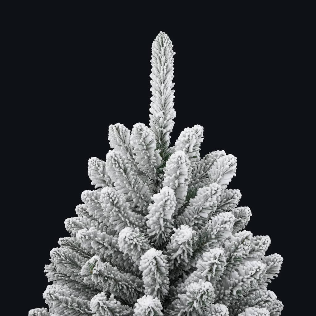 A 59.1-inch flocked artificial hinged Christmas tree in green with white snow tips.