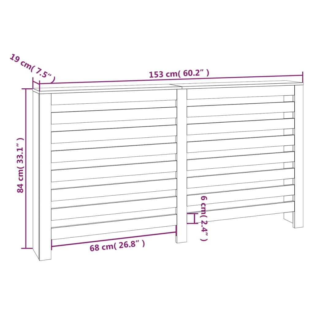 Radiator Cover 60.2x7.5x33.1 Solid Wood Pine