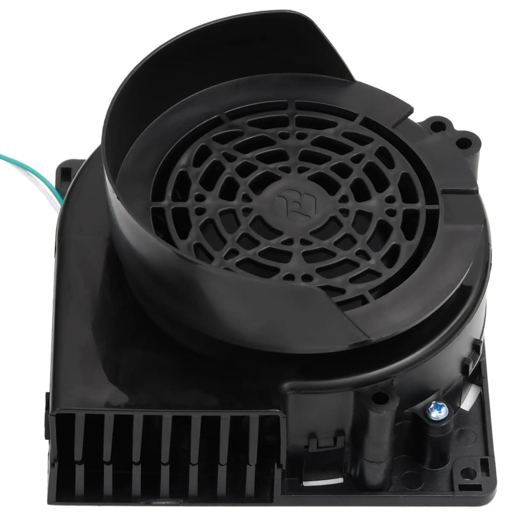 Black plastic fan unit with green wire and brand logo for LED string lights.