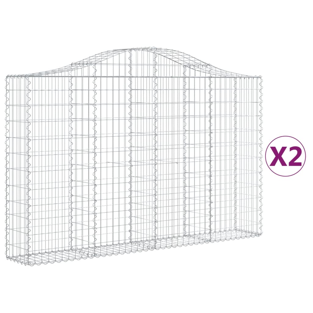 Arched Gabion Baskets 2 pcs 78.7x11.8x47.2/55.1 Galvanized Iron