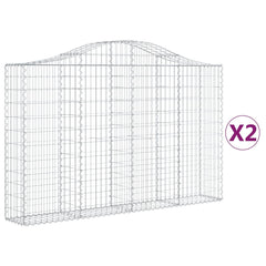 Arched Gabion Baskets 2 pcs 78.7x11.8x47.2/55.1 Galvanized Iron
