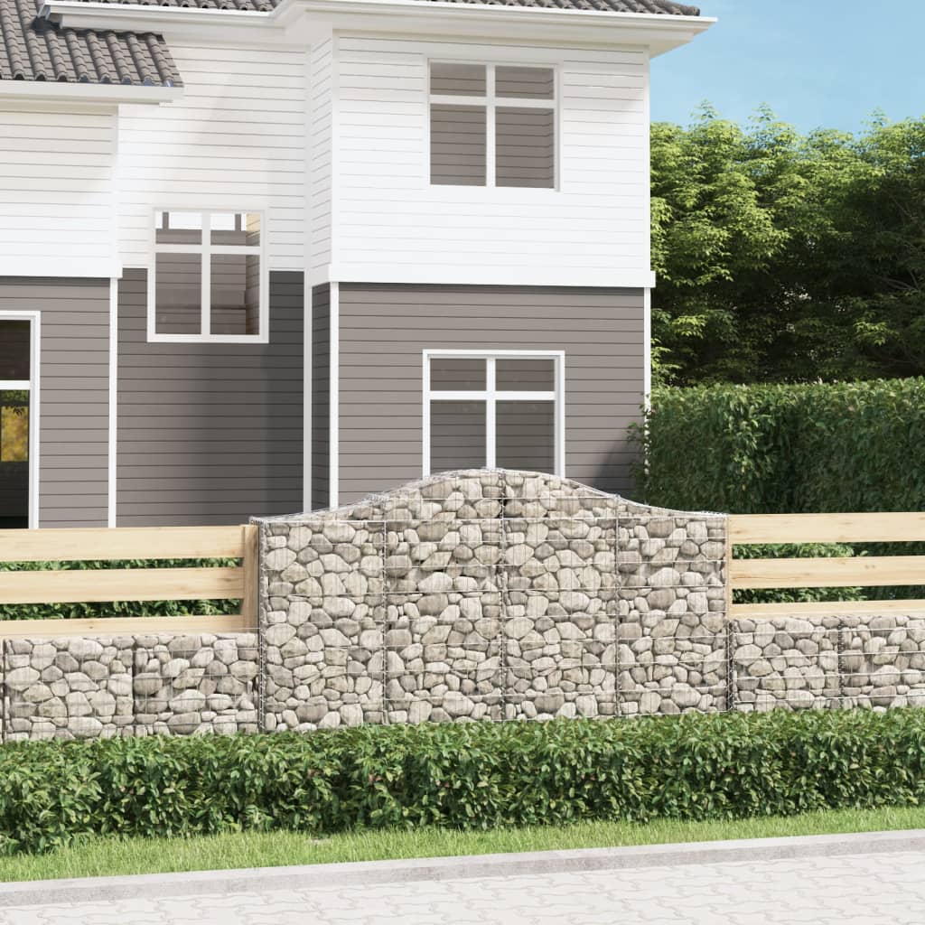 Arched Gabion Baskets 2 pcs 78.7x11.8x47.2/55.1 Galvanized Iron